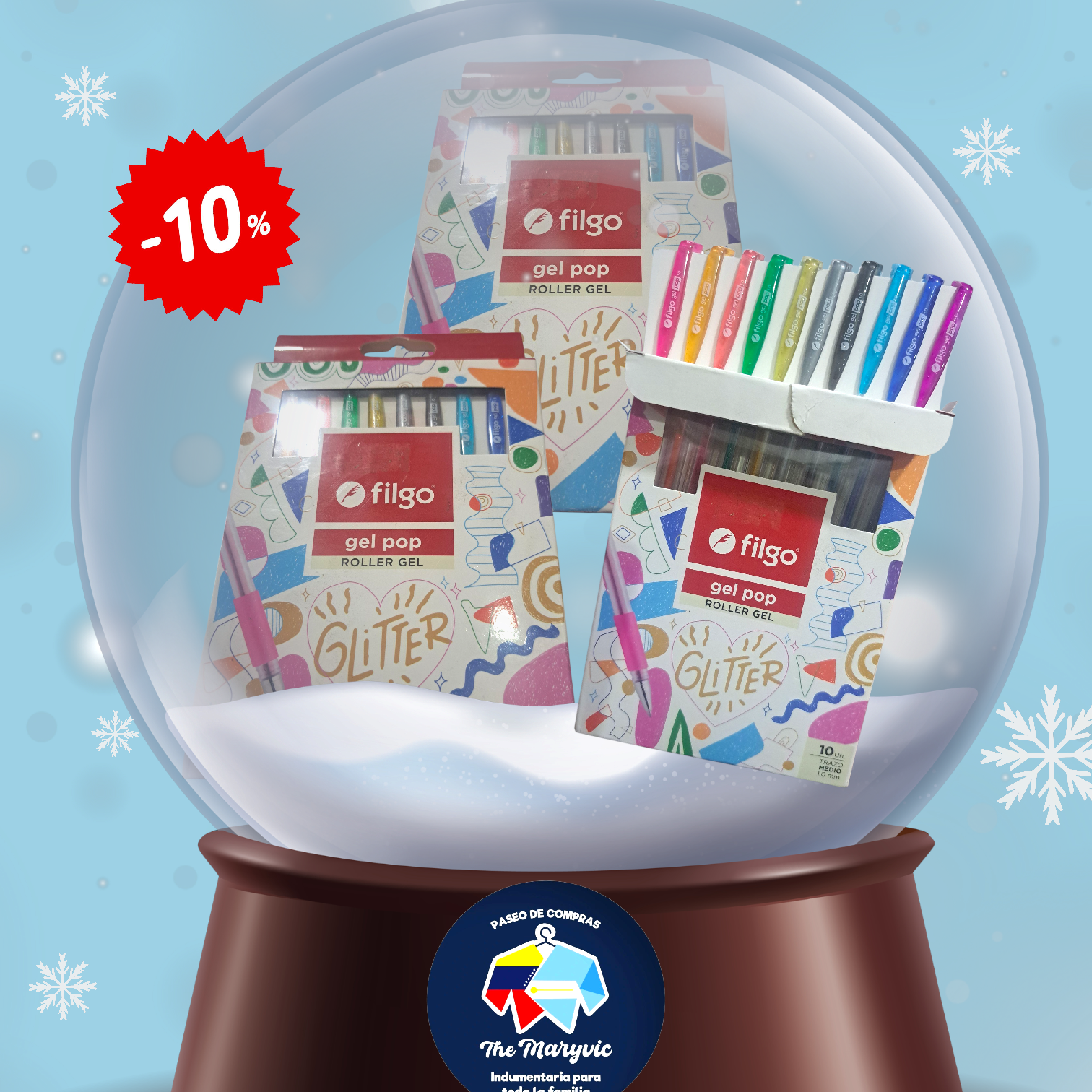 Lapicera glitter gel pop filgo