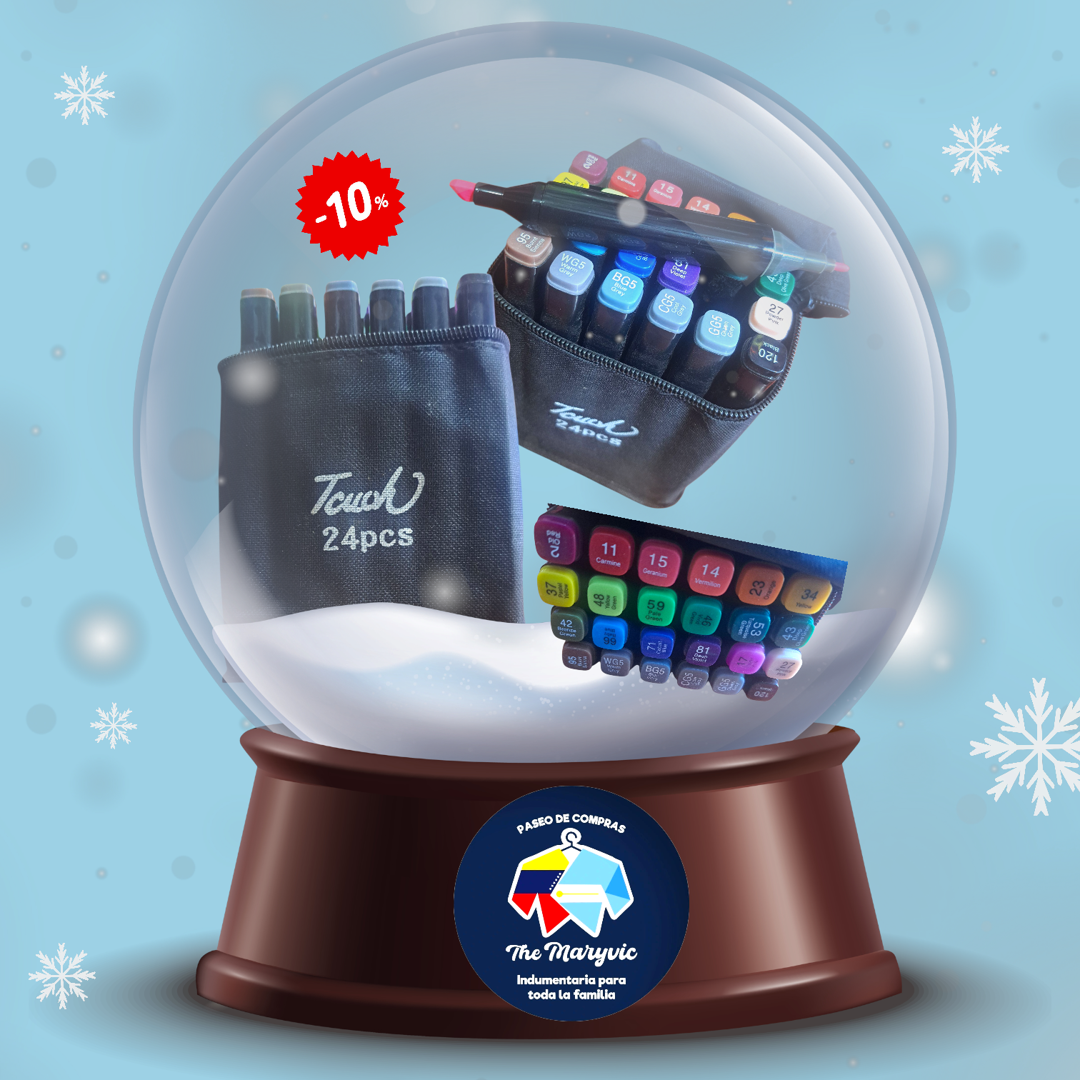 Marcadores doble punta x 24 u fibrones plumones con estuche